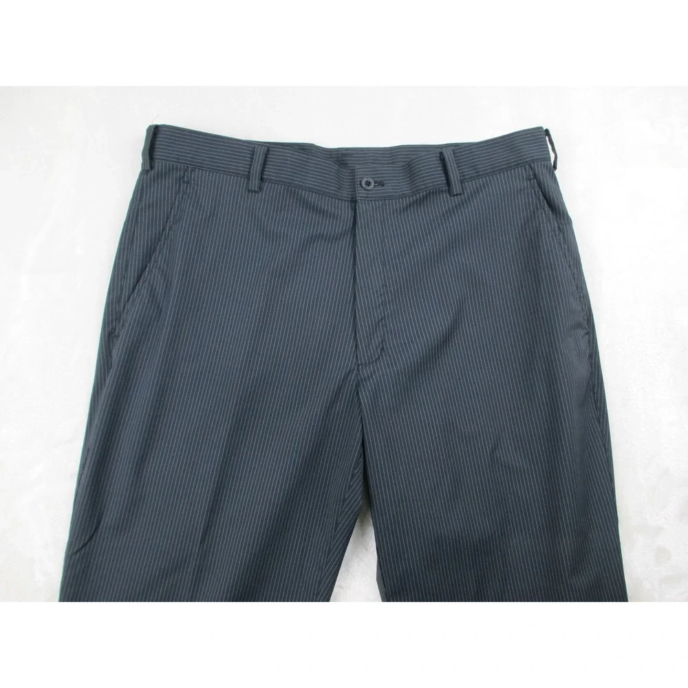 Nike Pants Mens 36 Black Chino‎ Pinstripe Preppy Lightweight Golf DriFit 36X30*